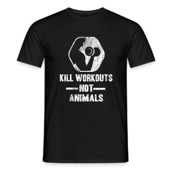 Kill workouts not animals - Fitness Vegan - Men's T-Shirt - black - Front - AI Model Male 178 light (178cm)