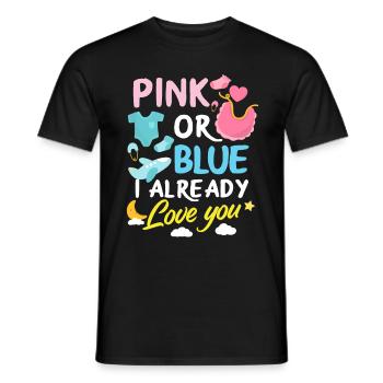 Fête de bébé révélée par le sexe rose ou bleu - T-shirt homme - noir - Devant - AI Model Male 178 light (178cm)