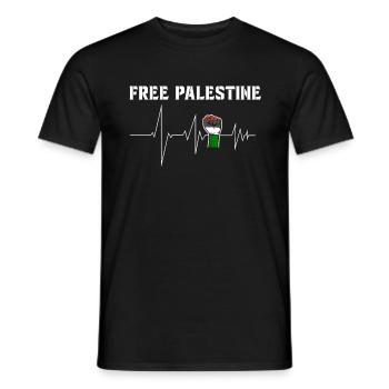 Free Palestine - Palestine Heartbeat Judaism - Men's T-Shirt - black - Front - AI Model Male 178 light (178cm)