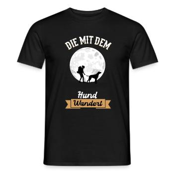 Die mit dem Hund Wandert - Wandern Gassi Spruch - Männer T-Shirt - Schwarz - Vorne - AI Model Male 178 light (178cm)