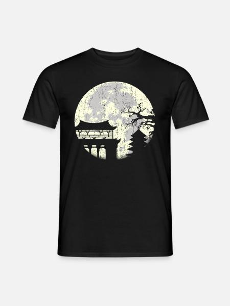 Japanese temples with moon - Men's T-Shirt - black
