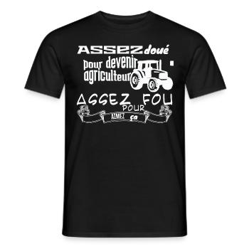 ASSEZ DOUE POUR DEVENIR AGRICULTEUR - T-shirt homme - noir - Devant - AI Model Male 178 light (178cm)