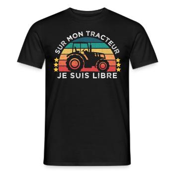 Sur mon tracteur je suis libre cadeau agriculteur - T-shirt homme - noir - Devant - AI Model Male 178 light (178cm)
