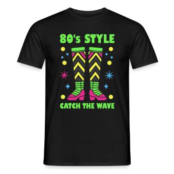 80s Style Leg warmers Catch The Wave - Men's T-Shirt - black - Front - AI Model Male 178 light (178cm)
