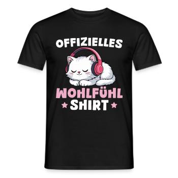 Offizielles Wohlfühl Shirt Kawaii Katze - Männer T-Shirt - Schwarz - Vorne - AI Model Male 178 light (178cm)