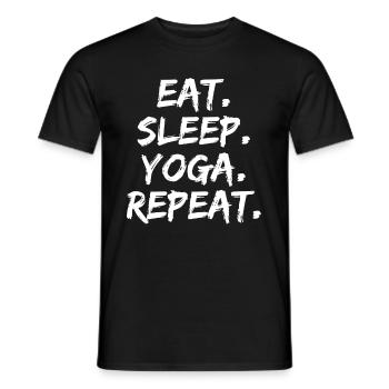 Eat Sleep Yoga Repeat - Funny Sayings - Men's T-Shirt - black - Front - AI Model Male 178 light (178cm)