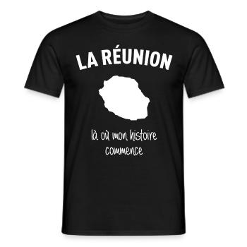 reunion-histoire - T-shirt homme - noir - Devant - AI Model Male 178 light (178cm)
