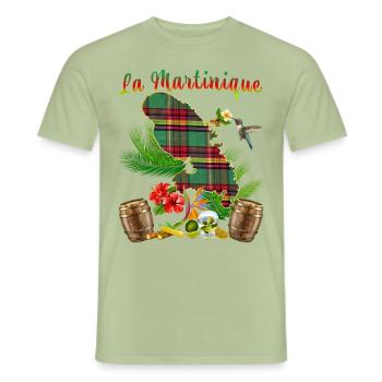 Martinique tropicale Madras Et Rhum Blanc - T-shirt homme - vert sauge - Devant - AI Model Male 178 light (178cm)