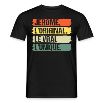 Jérome l' original le vrai l' unique prénom rétro - T-shirt homme - noir - Devant - AI Model Male 178 light (178cm)