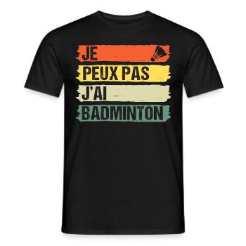 Je peux pas j' ai badminton cadeau badiste vintage - T-shirt homme - noir - Devant - AI Model Male 178 light (178cm)