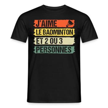 J' aime le badminton humour badiste cadeau vintage - T-shirt homme - noir - Devant - AI Model Male 178 light (178cm)