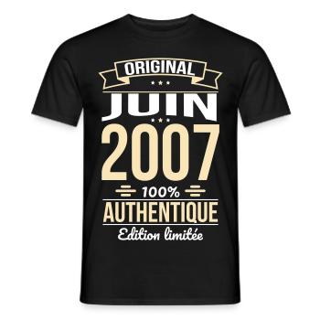 18th Birthday - Original - June 2007 - Men's T-Shirt - black - Front - AI Model Male 178 light (178cm)