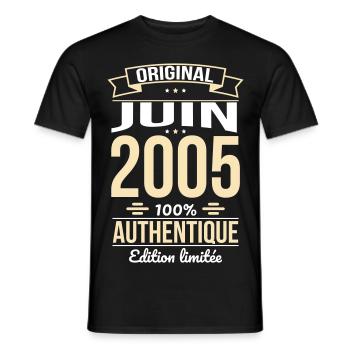 20th Anniversary - Original - June 2005 - Men's T-Shirt - black - Front - AI Model Male 178 light (178cm)