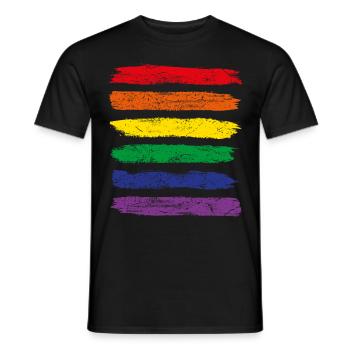 Rainbow flag LGBT CSD gay lesbian flag - Men's T-Shirt - black - Front - AI Model Male 178 light (178cm)