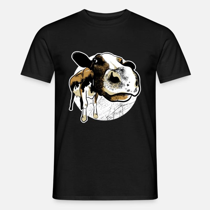lustige Kuh Rind Bauernhof Bauer - Männer T-Shirt - Schwarz