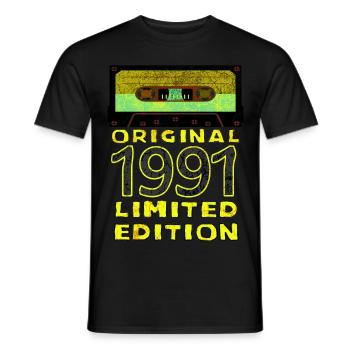 1991 Cadeau d’anniversaire vintage Vintage - T-shirt homme - noir - Devant - AI Model Male 178 light (178cm)
