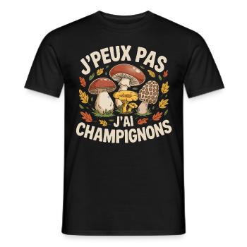J'Peux Pas Champignons - T-shirt homme - noir - Devant - AI Model Male 178 light (178cm)
