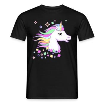 Douce Licorne avec des diamants, des étoiles et de beaux yeux - T-shirt homme - noir - Devant - AI Model Male 178 light (178cm)