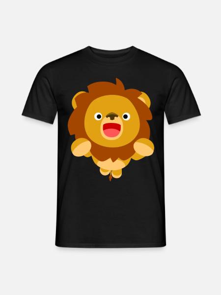 Hallo! Niedlich Trickfilm Löwe -Cheerful Madness!! - Männer T-Shirt - Schwarz