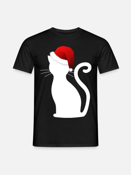 Katze Weihnachten Christmas Frohe Weihnachten - Männer T-Shirt - Schwarz