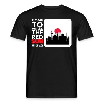 Come to where the red sun rises, Japan - Men's T-Shirt - black - Front - AI Model Male 178 light (178cm)