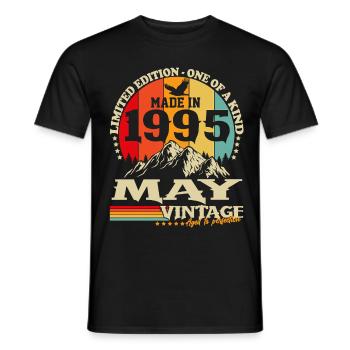 Vintage May 1995 Vintage Retro Birthday - Men's T-Shirt - black - Front - AI Model Male 178 light (178cm)