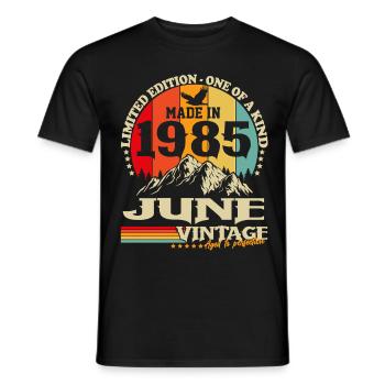 Vintage Juin 1985 Vintage Rétro Anniversaire - T-shirt homme - noir - Devant - AI Model Male 178 light (178cm)