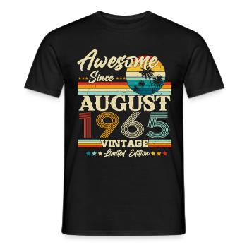 August 1965 Vintage Vintage Retro Birthday - Men's T-Shirt - black - Front - AI Model Male 178 light (178cm)