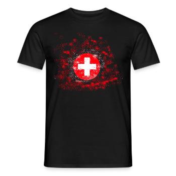 Épingles de couleur du drapeau du championnat du monde de Suisse - T-shirt homme - noir - Devant - AI Model Male 178 light (178cm)
