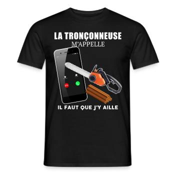 La Tronçonneuse Humour Homme bois Forêt - T-shirt homme - noir - Devant - AI Model Male 178 light (178cm)