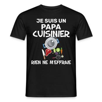 Le meilleur papa cuisinier courageux - T-shirt homme - noir - Devant - AI Model Male 178 light (178cm)