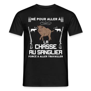 Né la chasse au sanglier Cadeau Homme Papa - T-shirt homme - noir - Devant - AI Model Male 178 light (178cm)