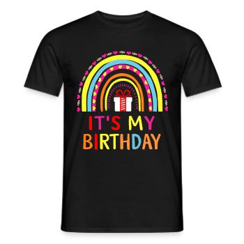 Fille c’est mon anniversaire Fille Arc-en-ciel Anniversaire - T-shirt homme - noir - Devant - AI Model Male 178 light (178cm)