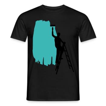 Maler- Painting Background türkis - Männer T-Shirt - Schwarz - Vorne - AI Model Male 178 light (178cm)