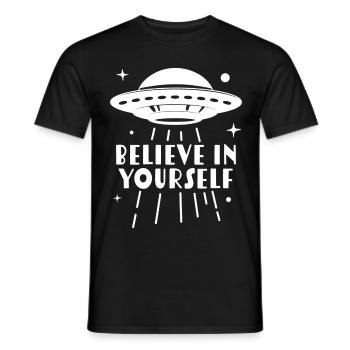 Croyez en vous OVNI - T-shirt homme - noir - Devant - AI Model Male 178 light (178cm)
