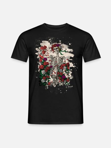 Skeleton & Roses – bleached Version - Männer T-Shirt - Schwarz
