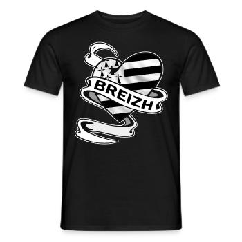 breizh bretagne heart - Men's T-Shirt - black - Front - AI Model Male 178 light (178cm)