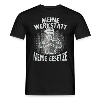 Meine Werkstatt Meine Gesetze - Männer T-Shirt - Schwarz - Vorne - AI Model Male 178 light (178cm)