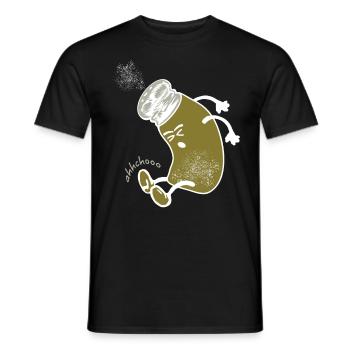 Sneezing pepper shaker - Men's T-Shirt - black - Front - AI Model Male 178 light (178cm)