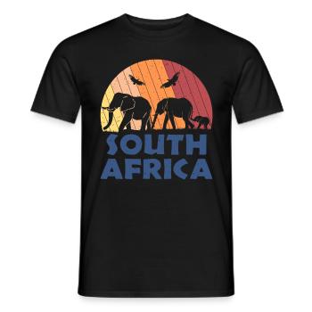 Afrique du Sud Afrique du Sud Famille Eléphants Retro - T-shirt homme - noir - Devant - AI Model Male 178 light (178cm)
