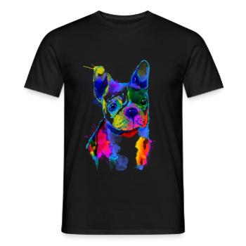 Bouledogue Français I Le chien coloré - T-shirt homme - noir - Devant - AI Model Male 178 light (178cm)
