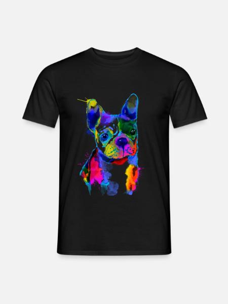 Französische Bulldogge I Der bunte Hund - Männer T-Shirt - Schwarz
