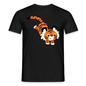 Cute Jumping Cartoon Tiger by Cheerful Madness!! - Men's T-Shirt - black - Front - AI Model Male 178 light (178cm)