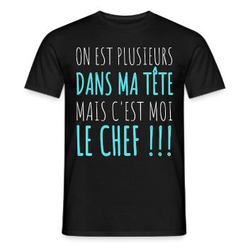 T shirt humour homme c 'est moi le chef cadeau - T-shirt homme - noir - Devant - AI Model Male 178 light (178cm)