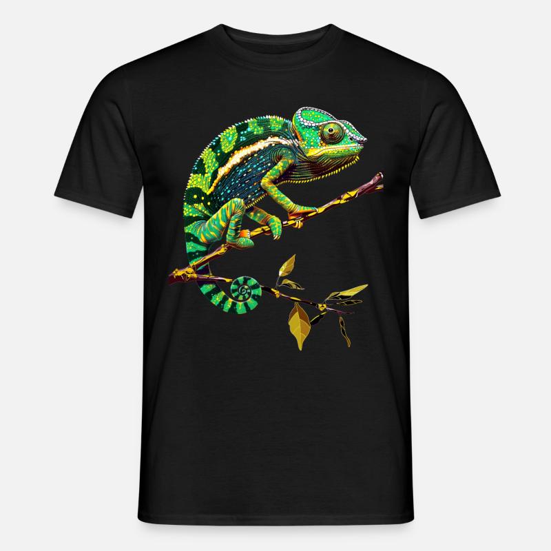Chameleon, Lizard, Reptile, Iguana, Lizard, Chameleons - Men’s T-shirt - black