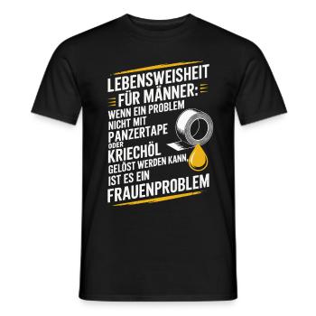 Lebensweisheit für Männer Werkstatt JGA Handwerker - Männer T-Shirt - Schwarz - Vorne - AI Model Male 178 light (178cm)
