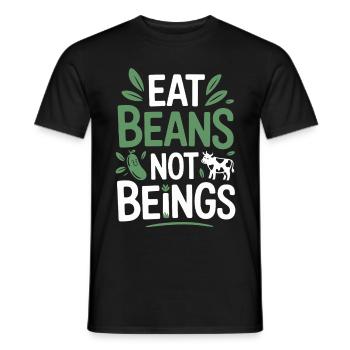 Manger des haricots Pas des êtres Animaux Haricots Végétarien Végétalien - T-shirt homme - noir - Devant - AI Model Male 178 light (178cm)