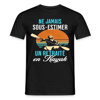Kayak retraité en kayak humour retraite cadeau - T-shirt homme - noir - Devant - AI Model Male 178 light (178cm)