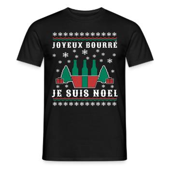 Noël humour joyeux bourré je suis Noel cadeau Noël - T-shirt homme - noir - Devant - AI Model Male 178 light (178cm)