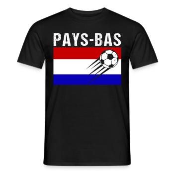 Drapeau Pays-Bas cadeau football foot hollandais - T-shirt homme - noir - Devant - AI Model Male 178 light (178cm)